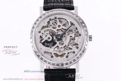 Perfect Replica Piaget Stainless Steel Diamond Case Hollow Diamond Dial Watch